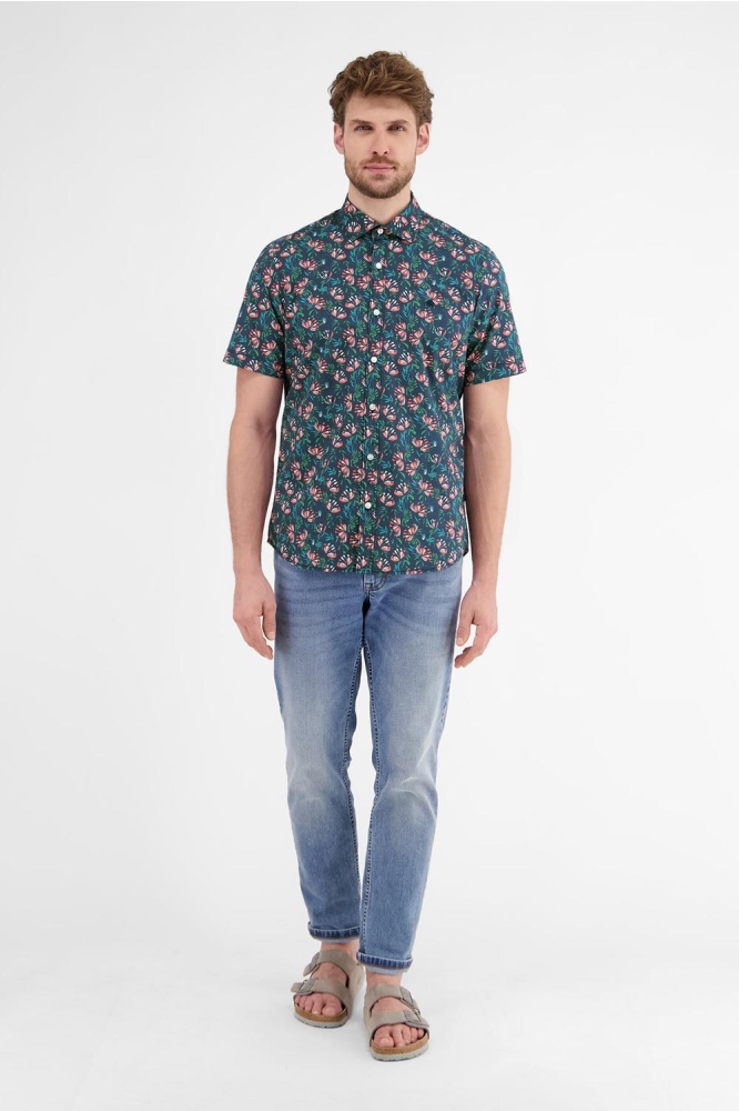 STRETCH POPLIN OVERHEMD BLOEM MOTIEF 2542326 331 EARTH RED
